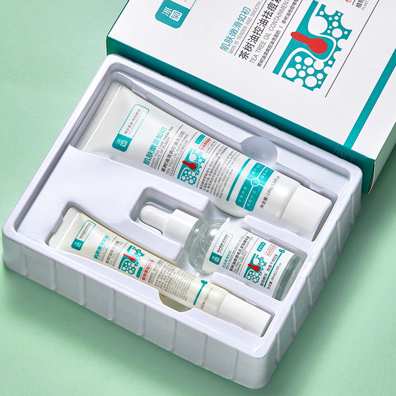Ice Chrysanthemum Tea Tree Acne Removing Three Piece Set For Oil Control And Shrinkage Control