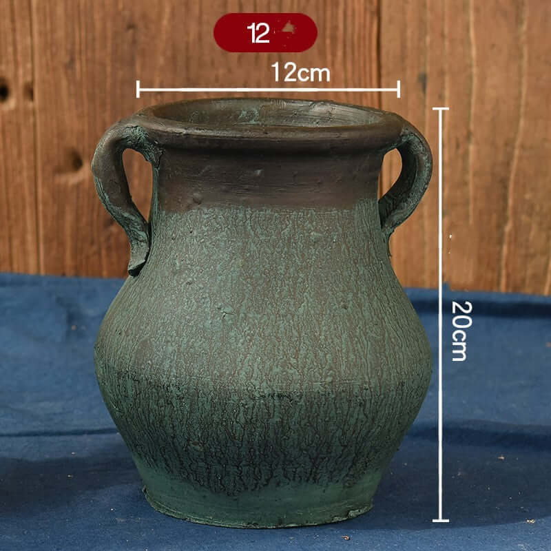 "Vintage Earthenware Vase - Florist Tile Jar for Dried Flower Arrangements, Unique Pot for Home Décor"