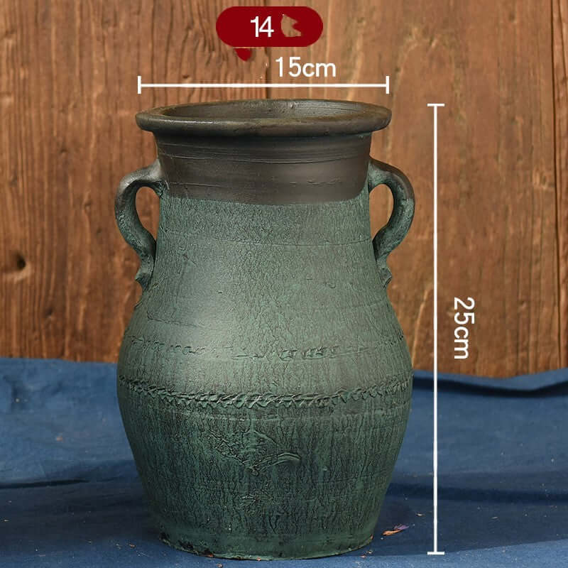 "Vintage Earthenware Vase - Florist Tile Jar for Dried Flower Arrangements, Unique Pot for Home Décor"