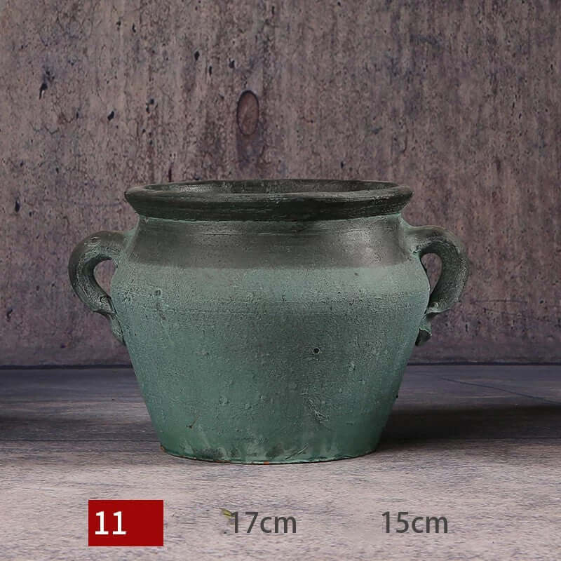 "Vintage Earthenware Vase - Florist Tile Jar for Dried Flower Arrangements, Unique Pot for Home Décor"