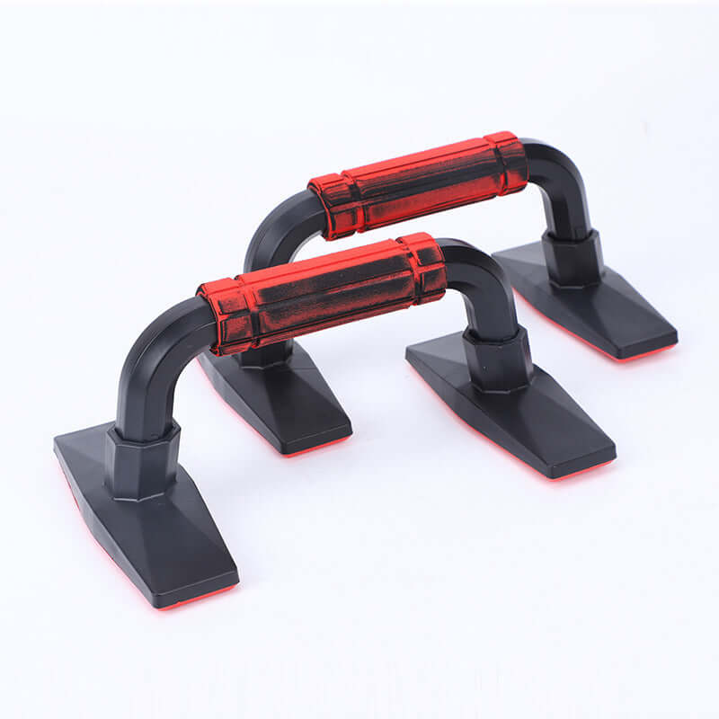 H-type push-up support chest exercise equipment with red and black handles for home fitness and health massage.