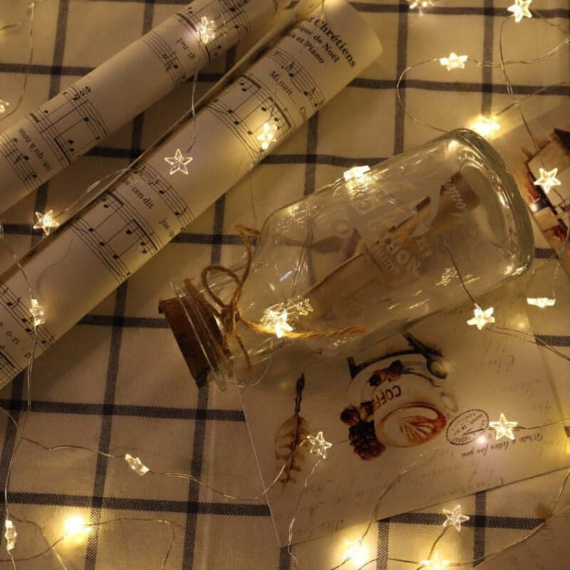 "Newsoo Copper Line Star Lights – LED Flashing String Lights with Star and Heart Shapes for Room and Dormitory Decoration"