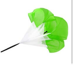 Fluorescent green running parachute umbrella for outdoor exercise, speed training tool made of polyester, 145x145 cm.