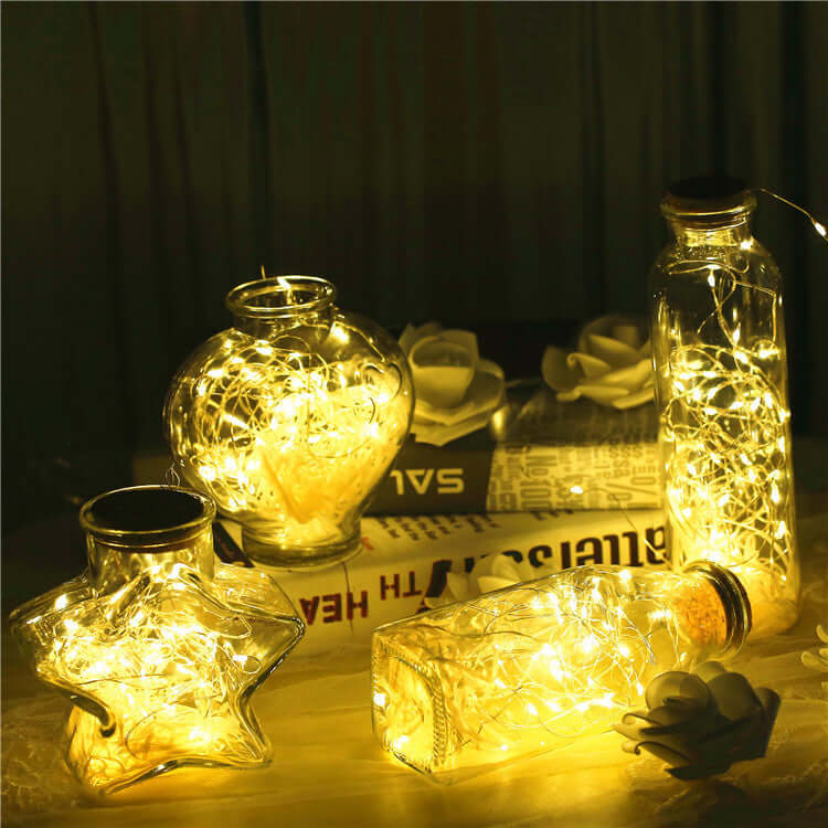 Glass Bottle with Gypsophila Lights – Elegant Floral Fairy Lights for a Charming and Romantic Ambiance"