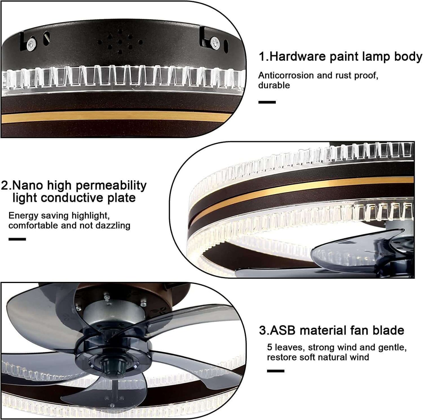 Ceiling Fan with Integrated Invisible Light - Home Ceiling Fan and Light Fixture Combination"