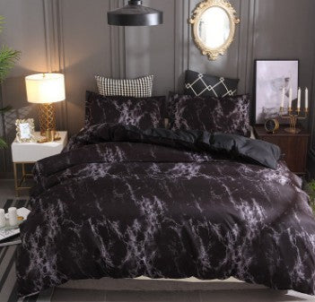 Four-Piece Marble Pillowcase Bedding Set - Elegant Home Textile for a Chic Bedroom Look