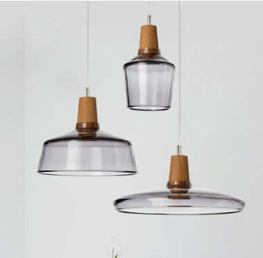 Modern LED Glass Pendant Light Fixture with Wood – Vintage Rustic Hanging Lamp for Cafe, Bar, Restaurant, and Home Decor