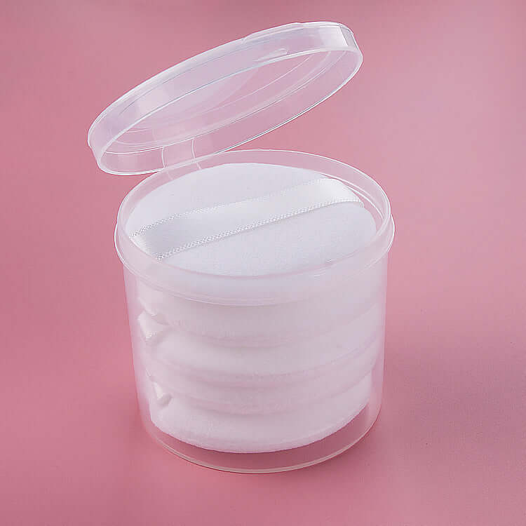 "Five-Piece Round Hand Hook Ribbon Make-Up Puff Set – Versatile and Convenient Puffs for Smooth and Even Makeup Application"