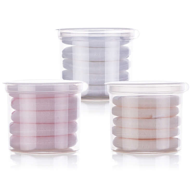 "Five-Piece Round Hand Hook Ribbon Make-Up Puff Set – Versatile and Convenient Puffs for Smooth and Even Makeup Application"
