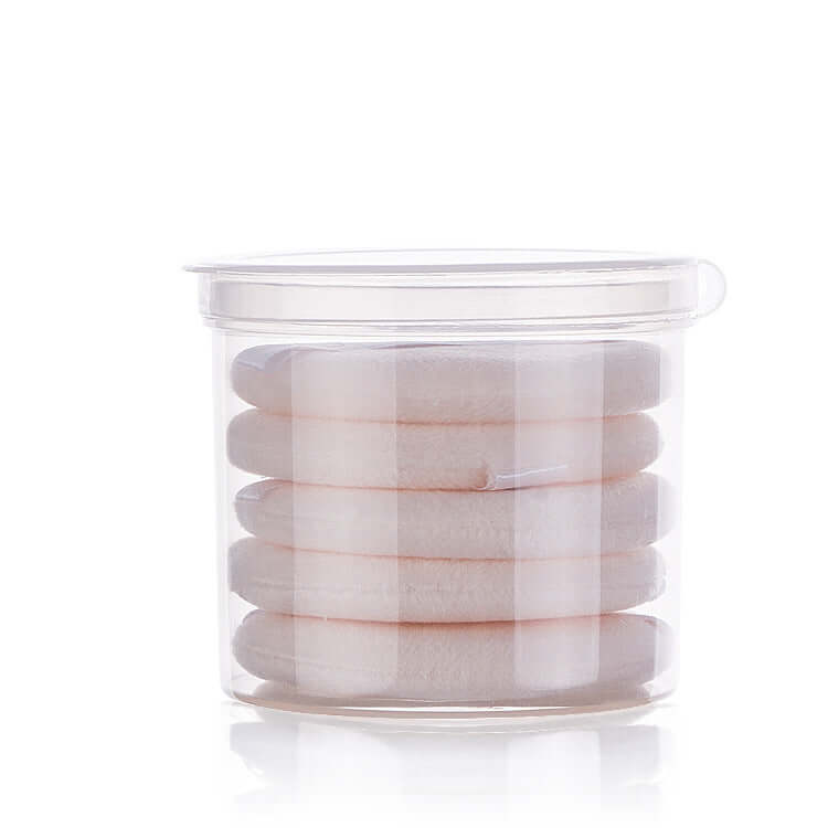 "Five-Piece Round Hand Hook Ribbon Make-Up Puff Set – Versatile and Convenient Puffs for Smooth and Even Makeup Application"