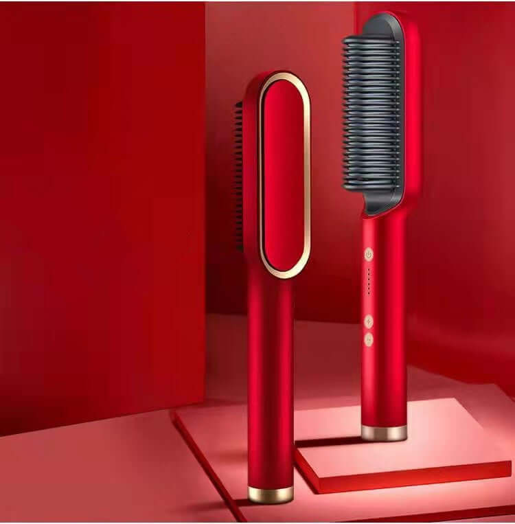 "2-in-1 Hair Straightener and Hot Comb - Negative Ion Curling Tong and Dual-Purpose Electric Hair Brush"