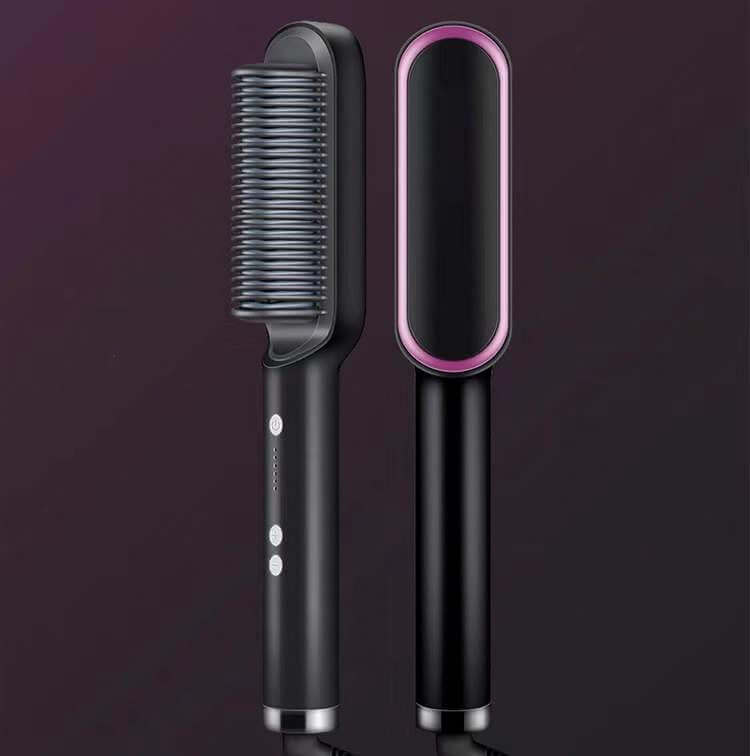 "2-in-1 Hair Straightener and Hot Comb - Negative Ion Curling Tong and Dual-Purpose Electric Hair Brush"