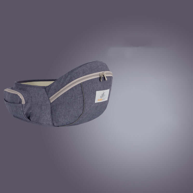 Denim blue baby waist stool carrier for children ages 0-36 months, with maximum load capacity of 20kg.