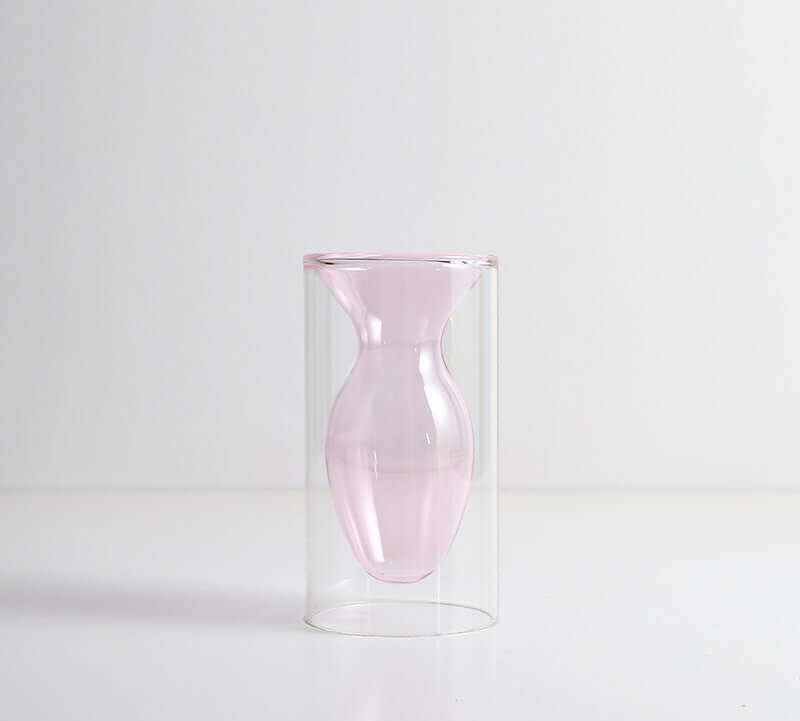 Nordic Ins Style Colourful Glass Vase - Transparent Home Decoration Accessory for Living Room and Dining Table, Ideal for Dried Flowers and Hydroponic Arrangements