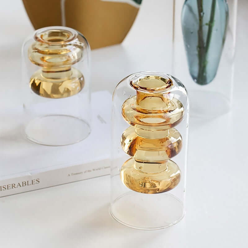 Nordic Ins Style Colourful Glass Vase - Transparent Home Decoration Accessory for Living Room and Dining Table, Ideal for Dried Flowers and Hydroponic Arrangements