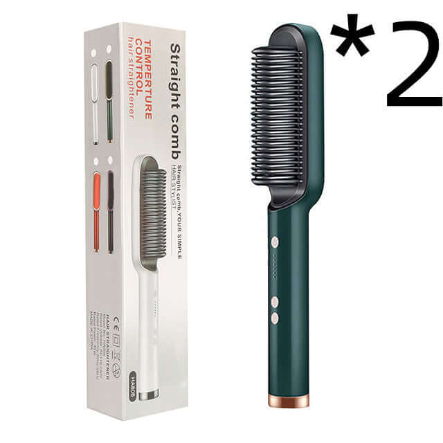"2-in-1 Hair Straightener and Hot Comb - Negative Ion Curling Tong and Dual-Purpose Electric Hair Brush"