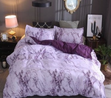 Four-Piece Marble Pillowcase Bedding Set - Elegant Home Textile for a Chic Bedroom Look