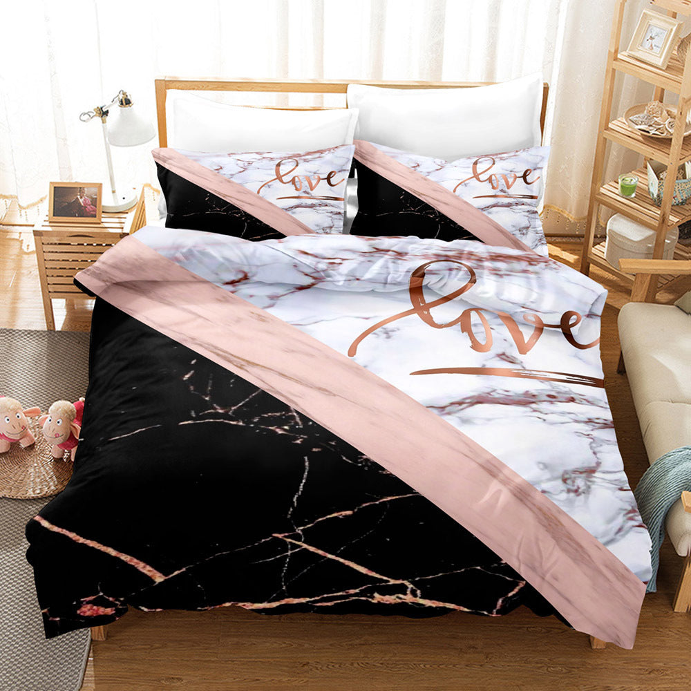Three Art Marble Linen Sheets - Elegant Home Textile for Stylish and Comfortable Bedding