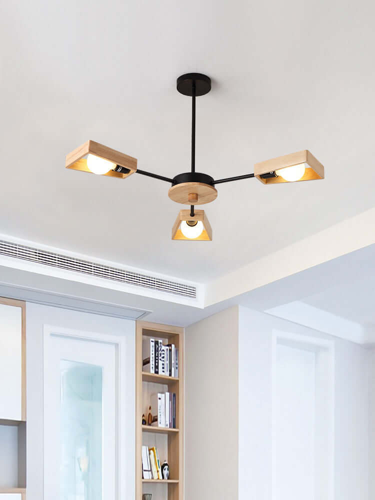 Elegant Solid Wood Bedroom Chandelier – Classic and Luxurious Lighting Fixture for Sophisticated Interiors