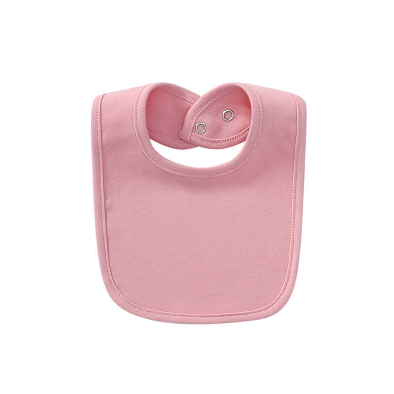 "Baby cotton bib with hidden buckle, available in solid colors and multiple options, designed to keep baby’s clothes clean and comfortable."