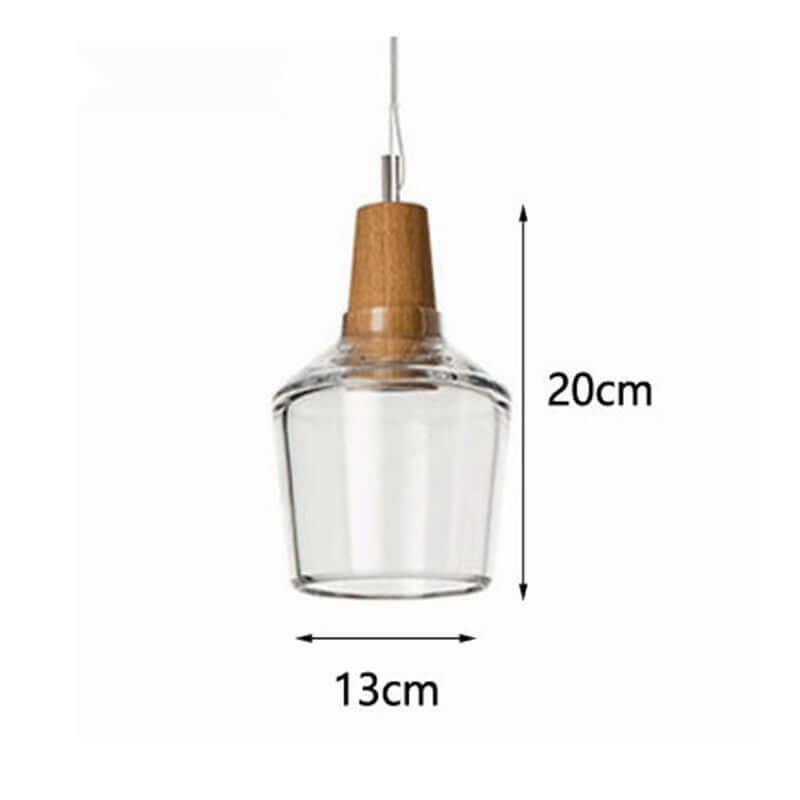 Modern LED Glass Pendant Light Fixture with Wood – Vintage Rustic Hanging Lamp for Cafe, Bar, Restaurant, and Home Decor