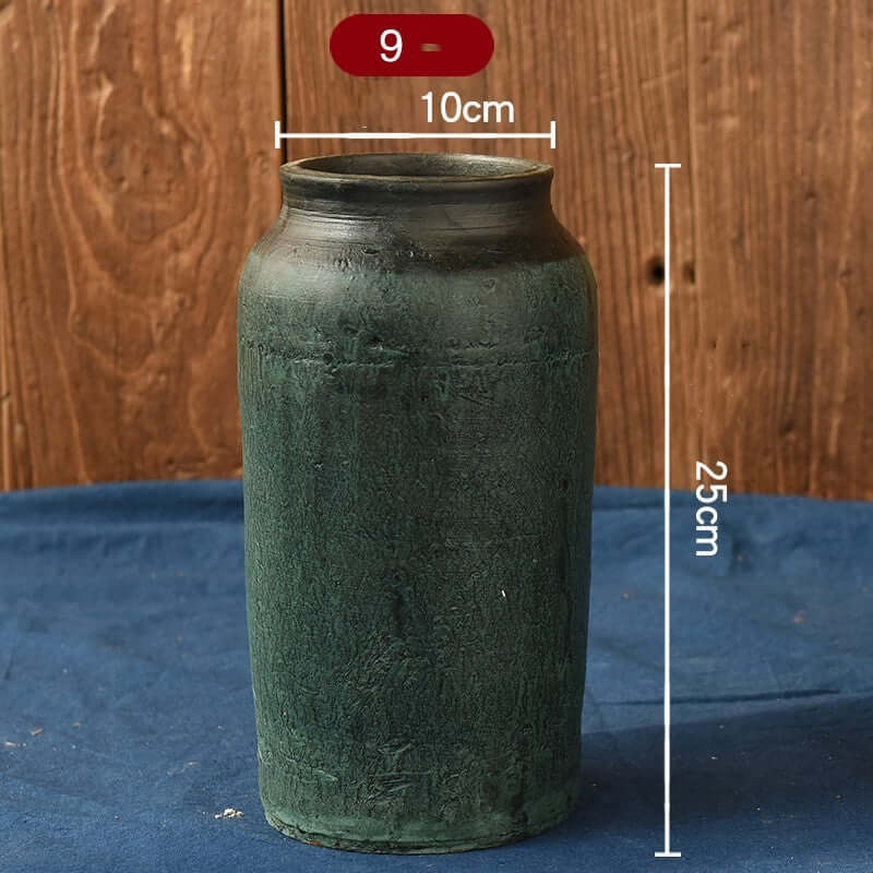 "Vintage Earthenware Vase - Florist Tile Jar for Dried Flower Arrangements, Unique Pot for Home Décor"