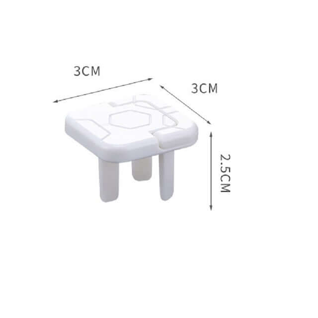 Child safety socket cover made of ABS resin, measuring 3cm by 3cm by 2.5cm for baby protection and insulation against electrical accidents.