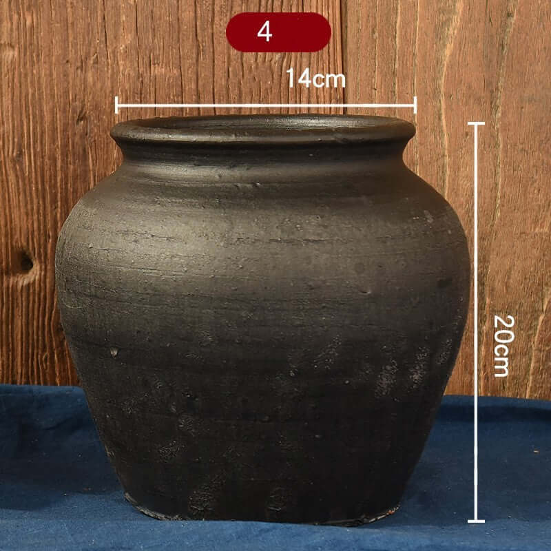 "Vintage Earthenware Vase - Florist Tile Jar for Dried Flower Arrangements, Unique Pot for Home Décor"