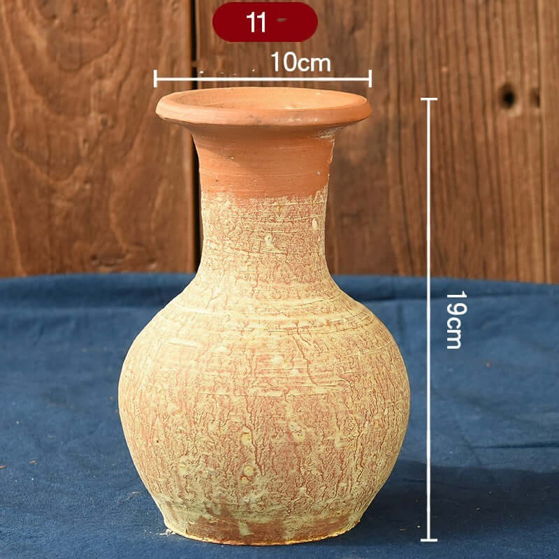 "Vintage Earthenware Vase - Florist Tile Jar for Dried Flower Arrangements, Unique Pot for Home Décor"