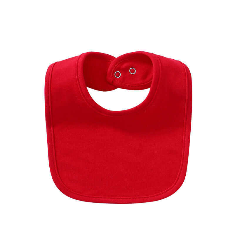 "Baby cotton bib with hidden buckle, available in solid colors and multiple options, designed to keep baby’s clothes clean and comfortable."