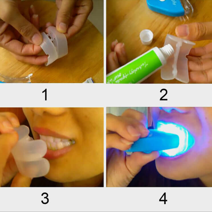 "Oral Gel Teeth Whitening - Dental Bleaching Gel with LED Light for Effective Tooth Whitening"