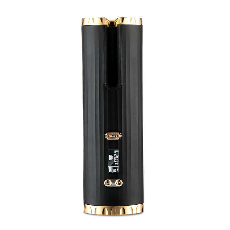 "Rechargeable Automatic Hair Curler - Portable Ceramic Curling Iron with LCD Display and Rotating Function for Waves and Curls"