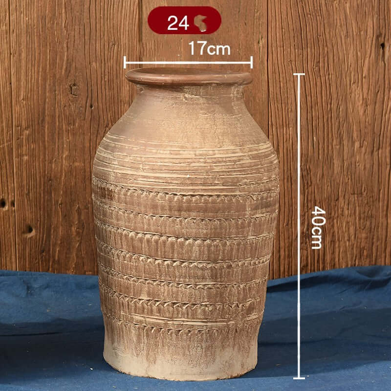 "Vintage Earthenware Vase - Florist Tile Jar for Dried Flower Arrangements, Unique Pot for Home Décor"