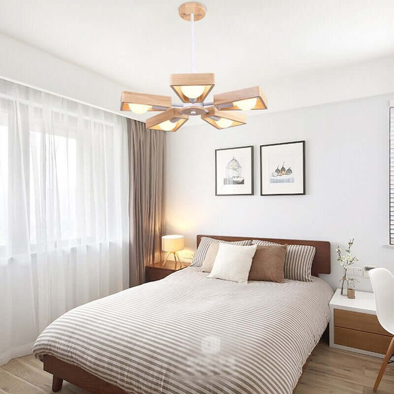 Elegant Solid Wood Bedroom Chandelier – Classic and Luxurious Lighting Fixture for Sophisticated Interiors
