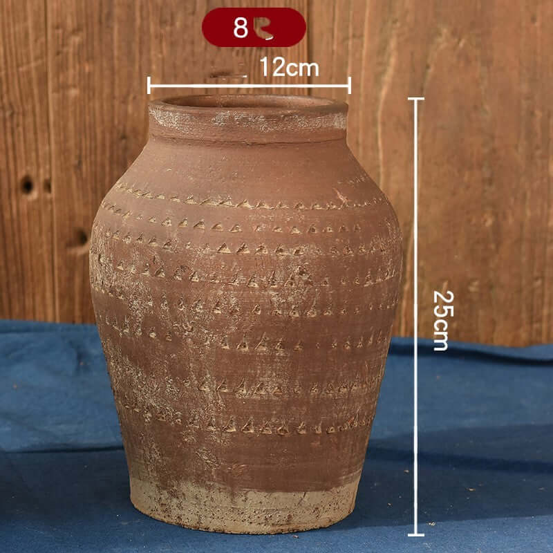 "Vintage Earthenware Vase - Florist Tile Jar for Dried Flower Arrangements, Unique Pot for Home Décor"