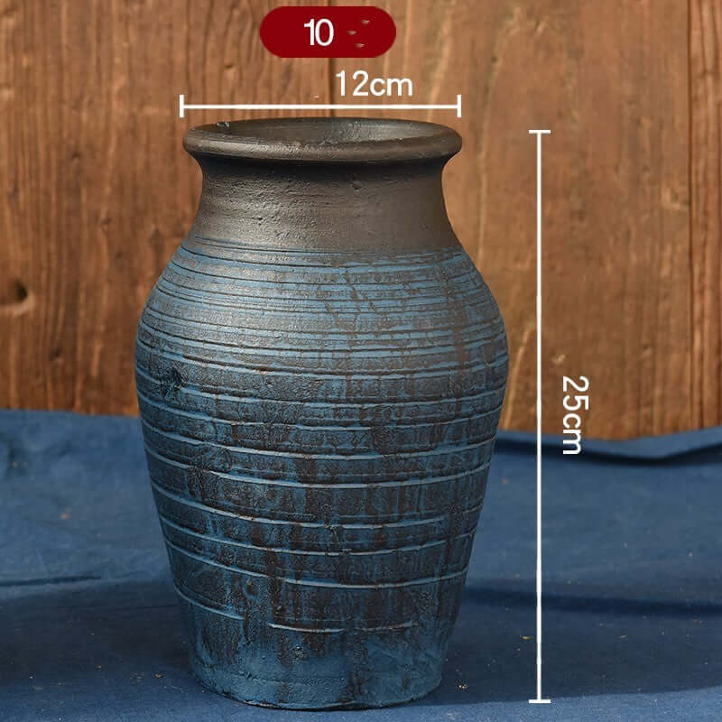 "Vintage Earthenware Vase - Florist Tile Jar for Dried Flower Arrangements, Unique Pot for Home Décor"