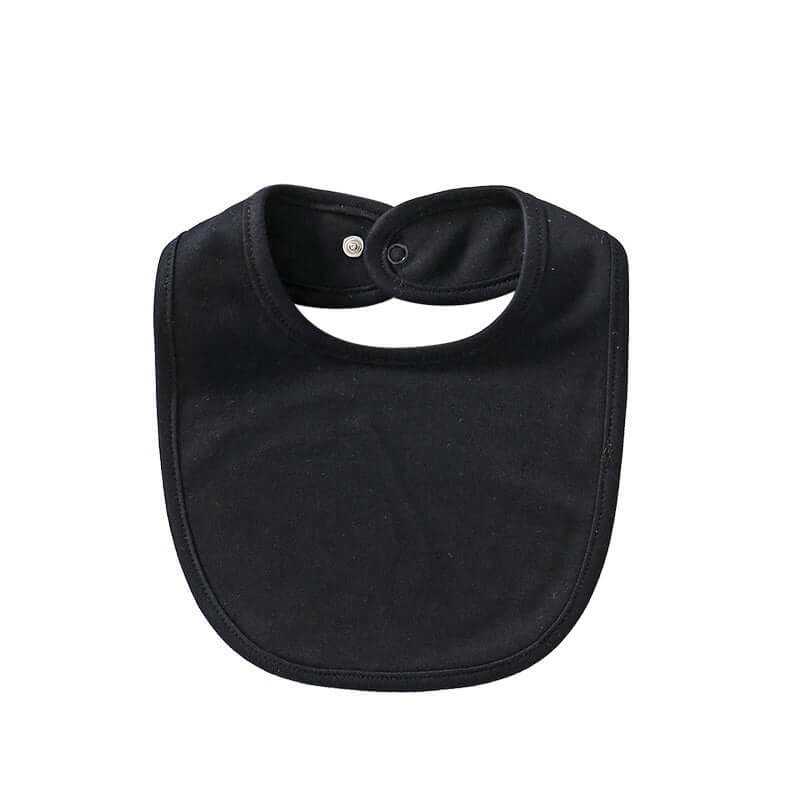 "Baby cotton bib with hidden buckle, available in solid colors and multiple options, designed to keep baby’s clothes clean and comfortable."