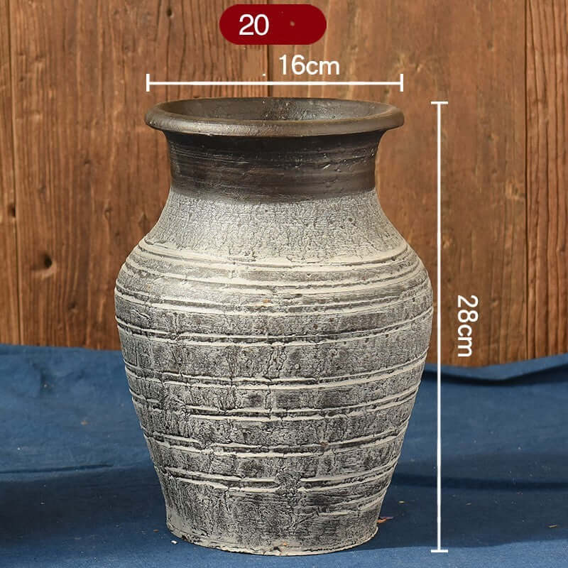 "Vintage Earthenware Vase - Florist Tile Jar for Dried Flower Arrangements, Unique Pot for Home Décor"