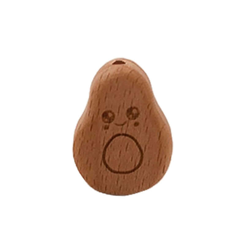 Natural beech wood baby teething toy, small gourd shape with carved face, eco-friendly and safe for babies to bite and grind teeth.