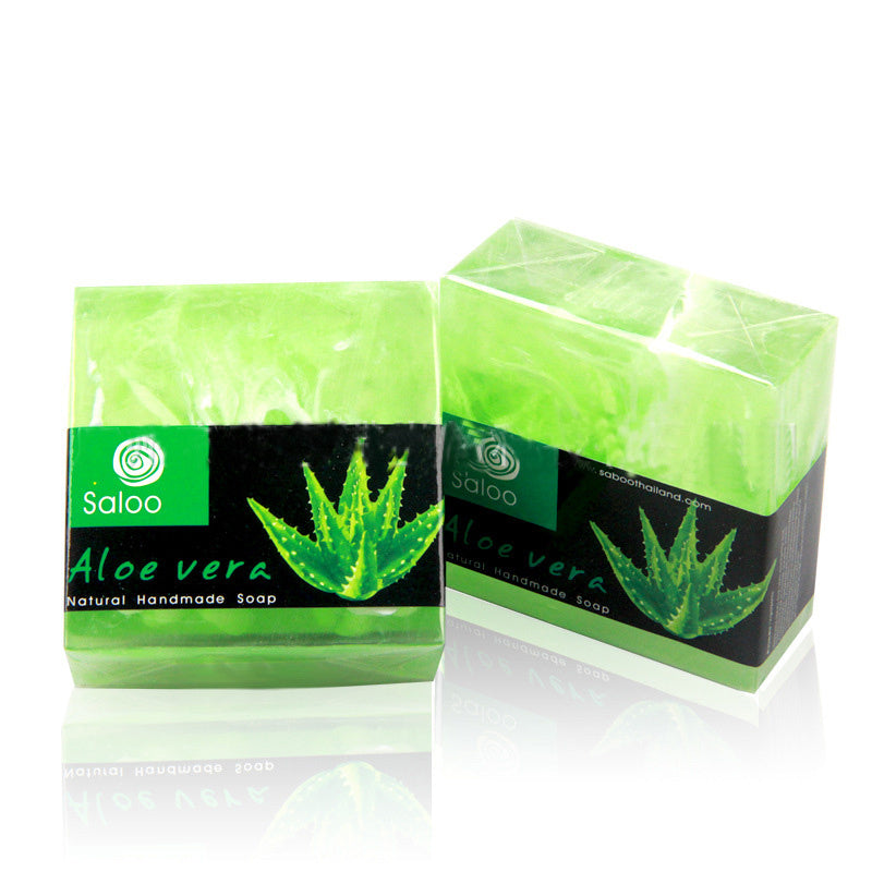 Green aloe vera handmade soap bars with herbal fragrance and essential oils for cleansing, whitening, and moisturizing skin.
