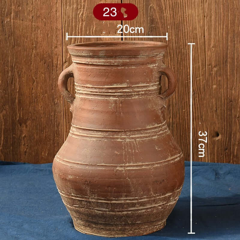 "Vintage Earthenware Vase - Florist Tile Jar for Dried Flower Arrangements, Unique Pot for Home Décor"