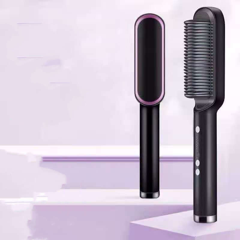 "2-in-1 Hair Straightener and Hot Comb - Negative Ion Curling Tong and Dual-Purpose Electric Hair Brush"