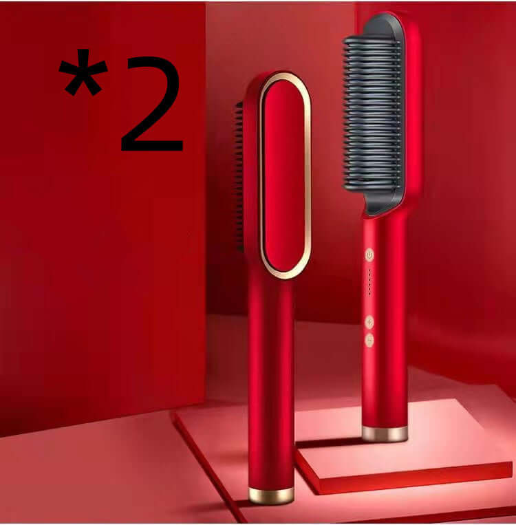 "2-in-1 Hair Straightener and Hot Comb - Negative Ion Curling Tong and Dual-Purpose Electric Hair Brush"