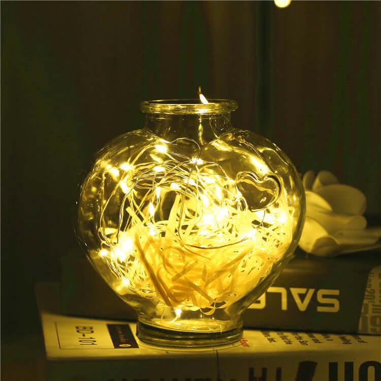 Glass Bottle with Gypsophila Lights – Elegant Floral Fairy Lights for a Charming and Romantic Ambiance"