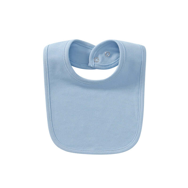 "Baby cotton bib with hidden buckle, available in solid colors and multiple options, designed to keep baby’s clothes clean and comfortable."