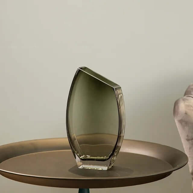 Geometric oblique square transparent glass vase for Nordic light luxury decoration and flower displays
