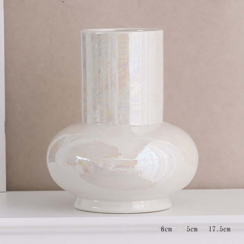 "Ceramic Decorative Vase for Raised Water Flowers - Building Blocks Design, Ideal for Living Room Décor"