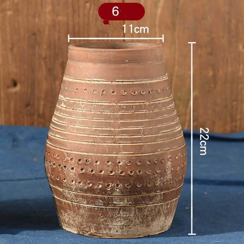 "Vintage Earthenware Vase - Florist Tile Jar for Dried Flower Arrangements, Unique Pot for Home Décor"