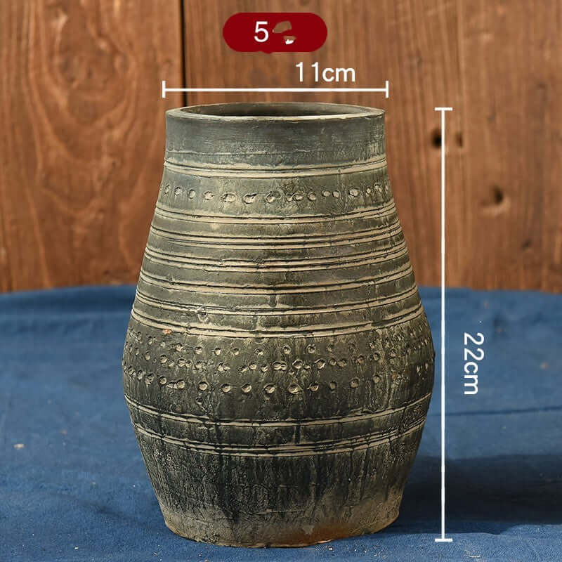 "Vintage Earthenware Vase - Florist Tile Jar for Dried Flower Arrangements, Unique Pot for Home Décor"