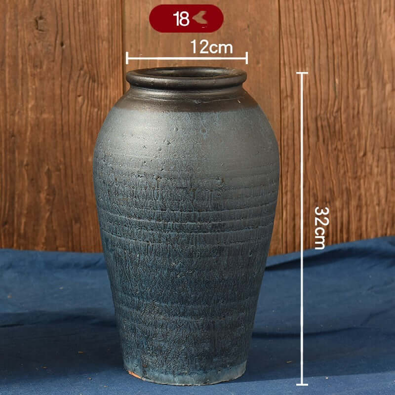 "Vintage Earthenware Vase - Florist Tile Jar for Dried Flower Arrangements, Unique Pot for Home Décor"